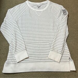 Women’s Wayzata Country Club Striped White and Gray Sweatshirt